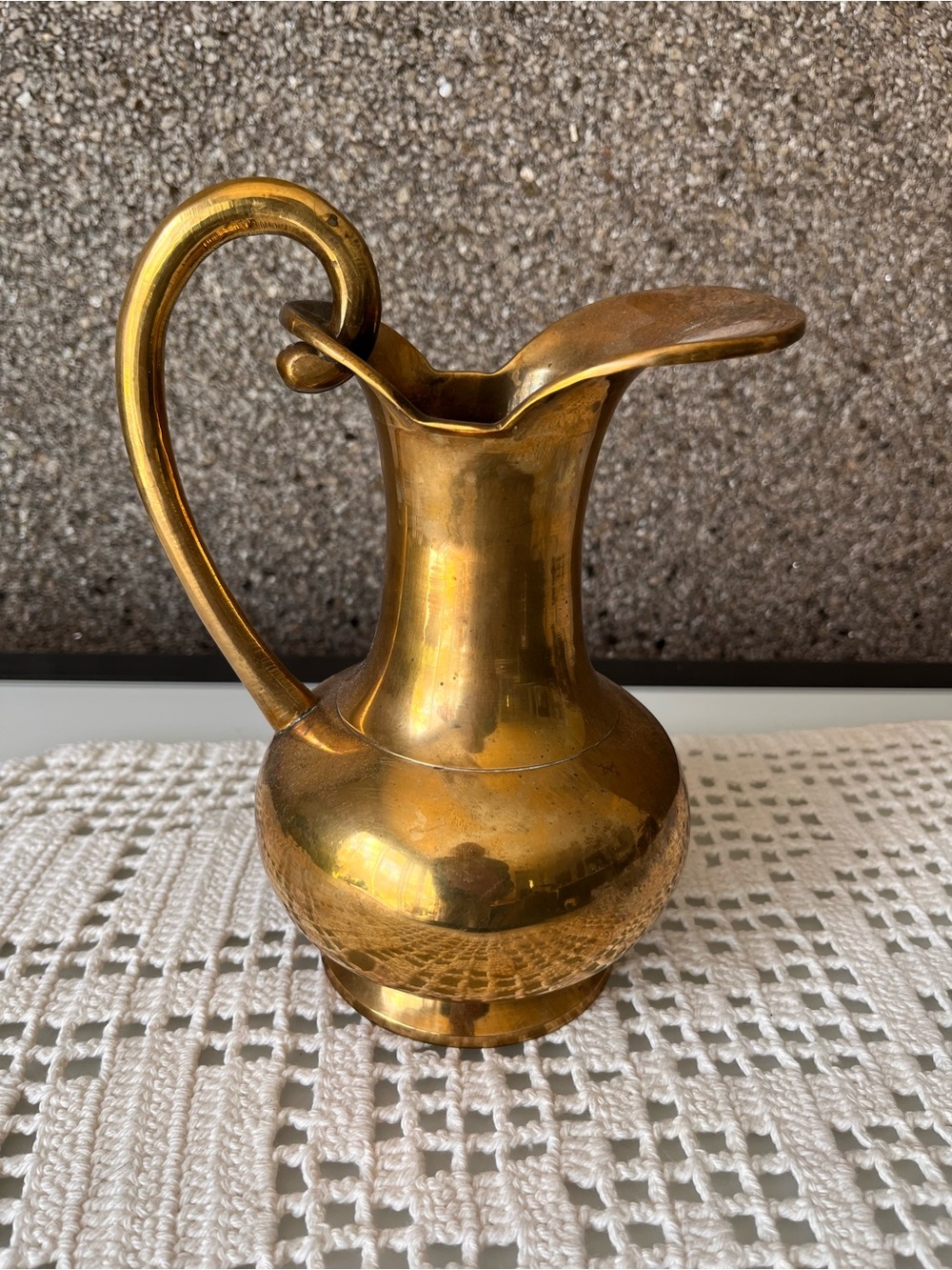Vintage Brass Pitcher Vase - natural patina